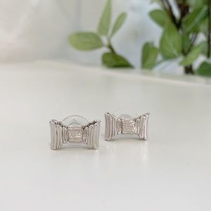 Kate Spade Silver Grosgrain Bow Earrings